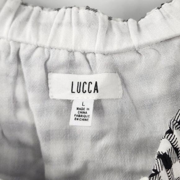 LUCCA Gingham Checked Ruffle Top Womens Size Large L - Picture 3 of 4